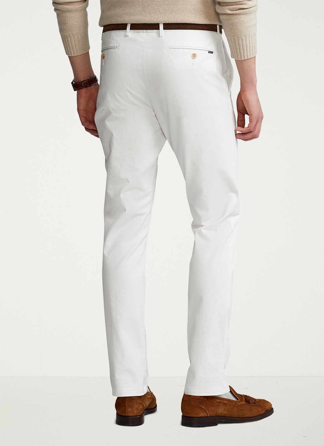 Ralph Lauren Slim fit chino met steekzakken - achterkant 7 deckwash white / wit