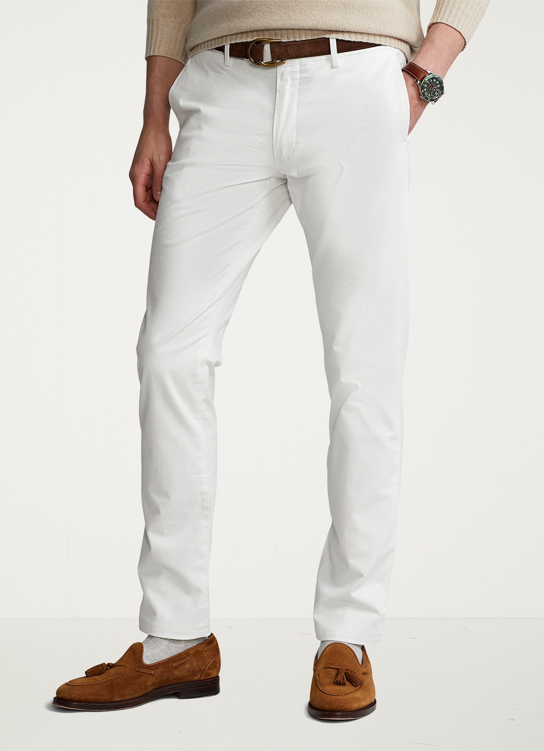 Ralph Lauren Slim fit chino met steekzakken - detail 4 deckwash white / wit
