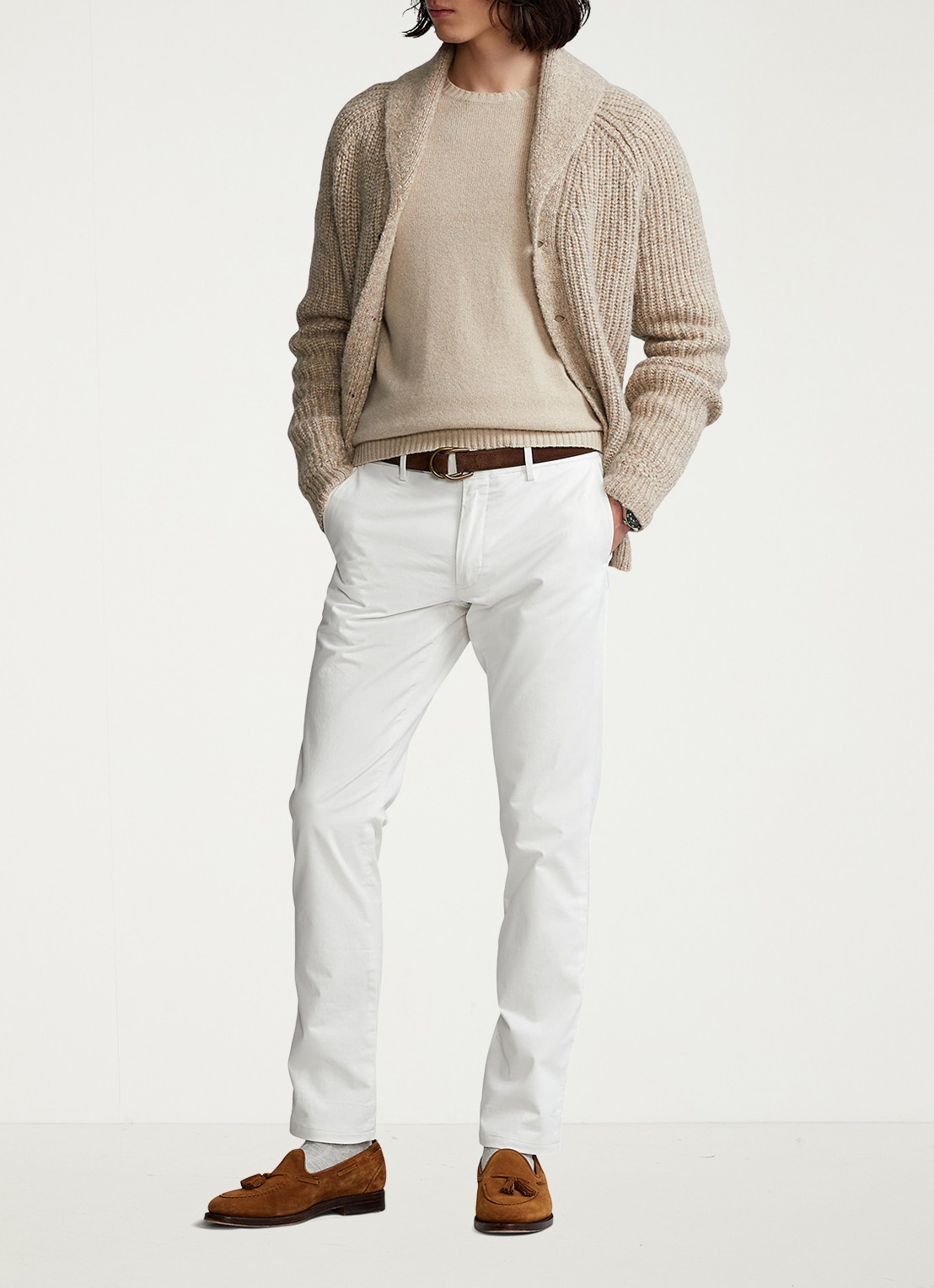 Ralph Lauren Slim fit chino met steekzakken - voorkant 2 deckwash white / wit