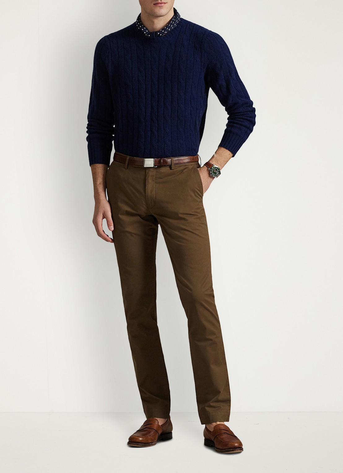 Ralph Lauren Slim fit chino met steekzakken - voorkant 3 chestnut / bruin