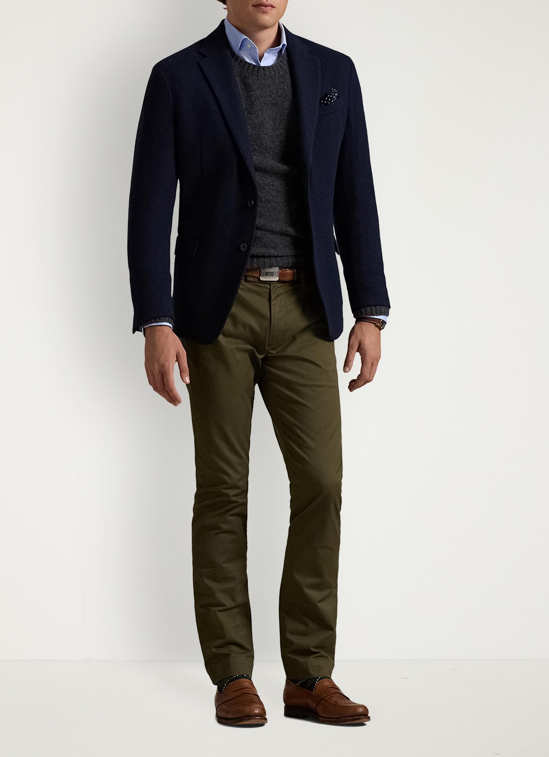 Ralph Lauren Slim fit chino met steekzakken - voorkant 3 canopy olive / donkergroen