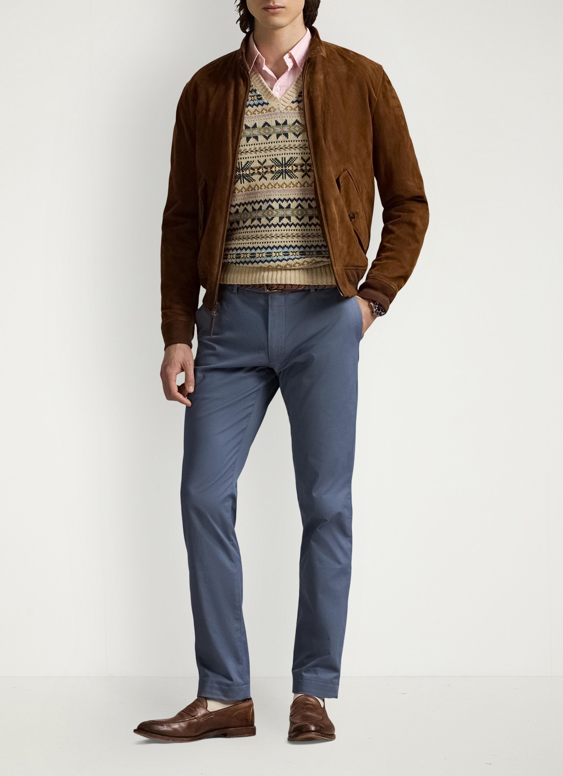 Ralph Lauren Slim fit chino met steekzakken - voorkant 5 bay blue / blauw