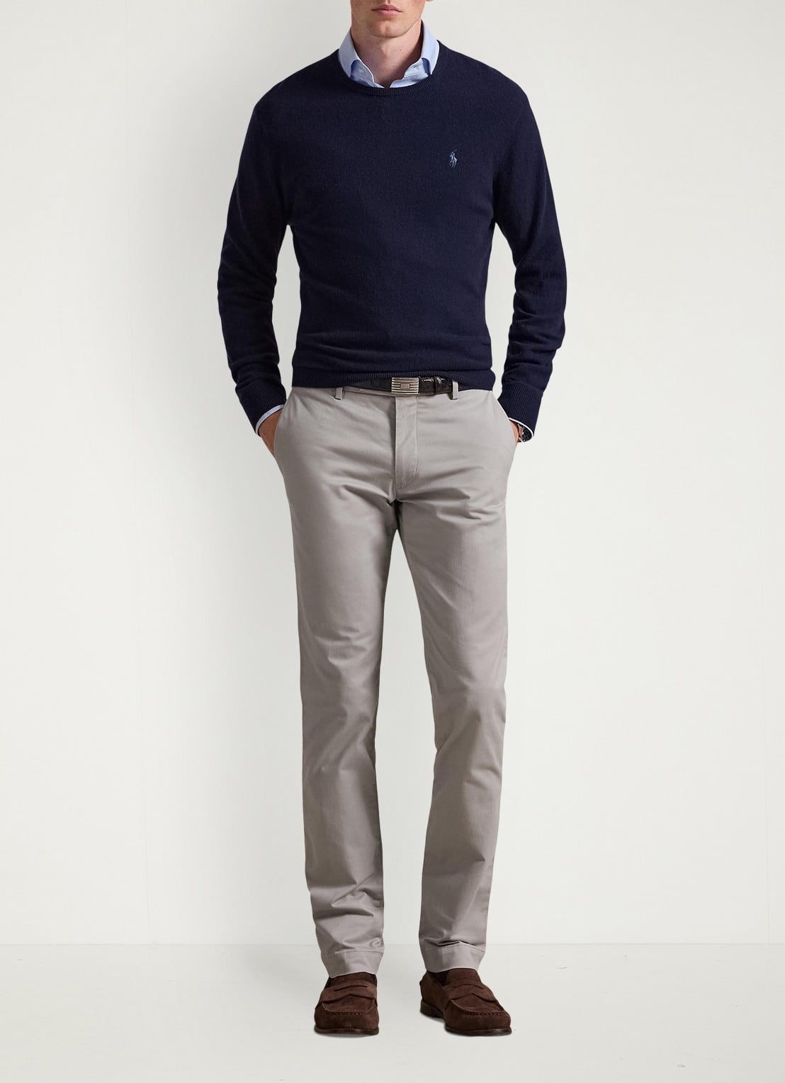 Ralph Lauren Slim fit chino met steekzakken - voorkant 4 grey fog / grijs