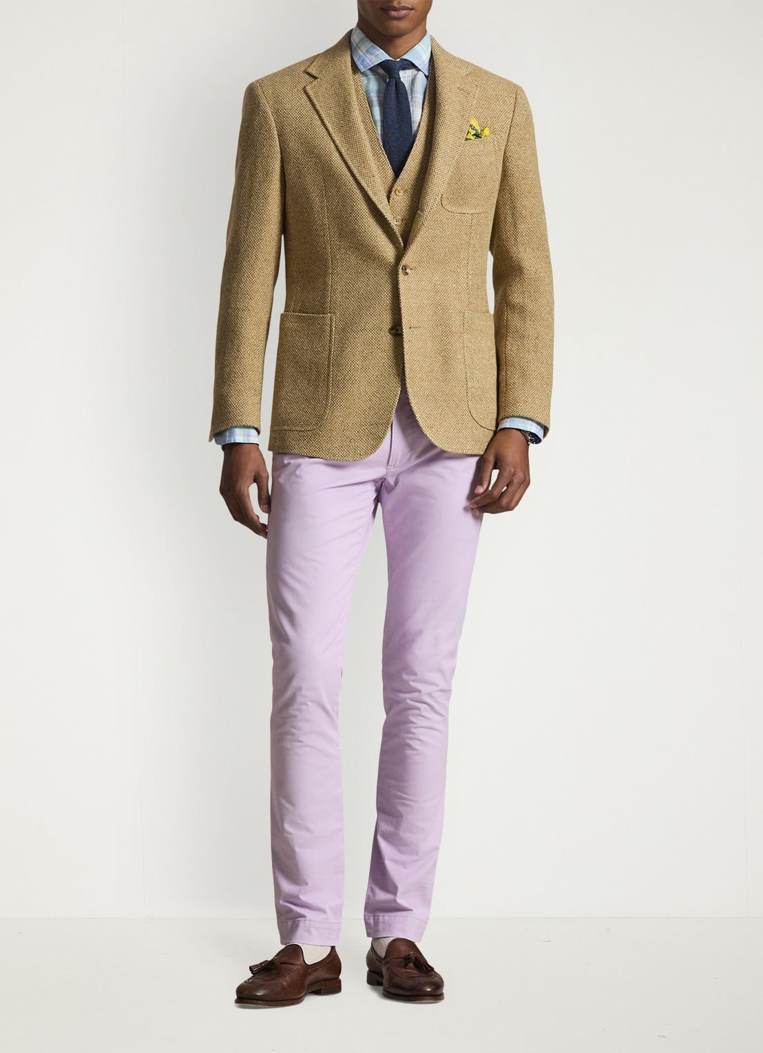 Ralph Lauren Slim fit chino met steekzakken - voorkant 3 spring iris / paars