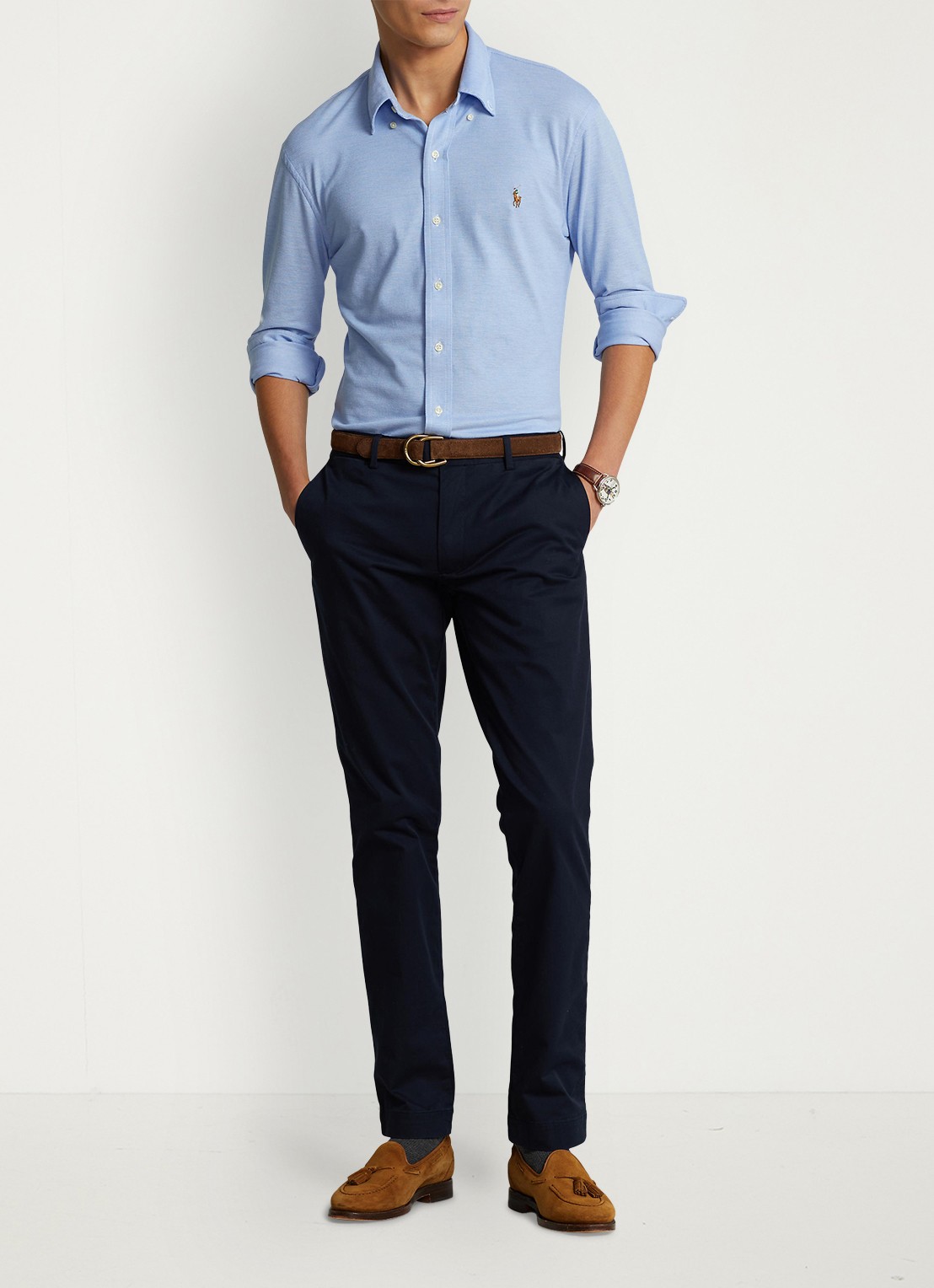 Ralph Lauren Slim fit chino met stretch - voorkant 3 aviator navy