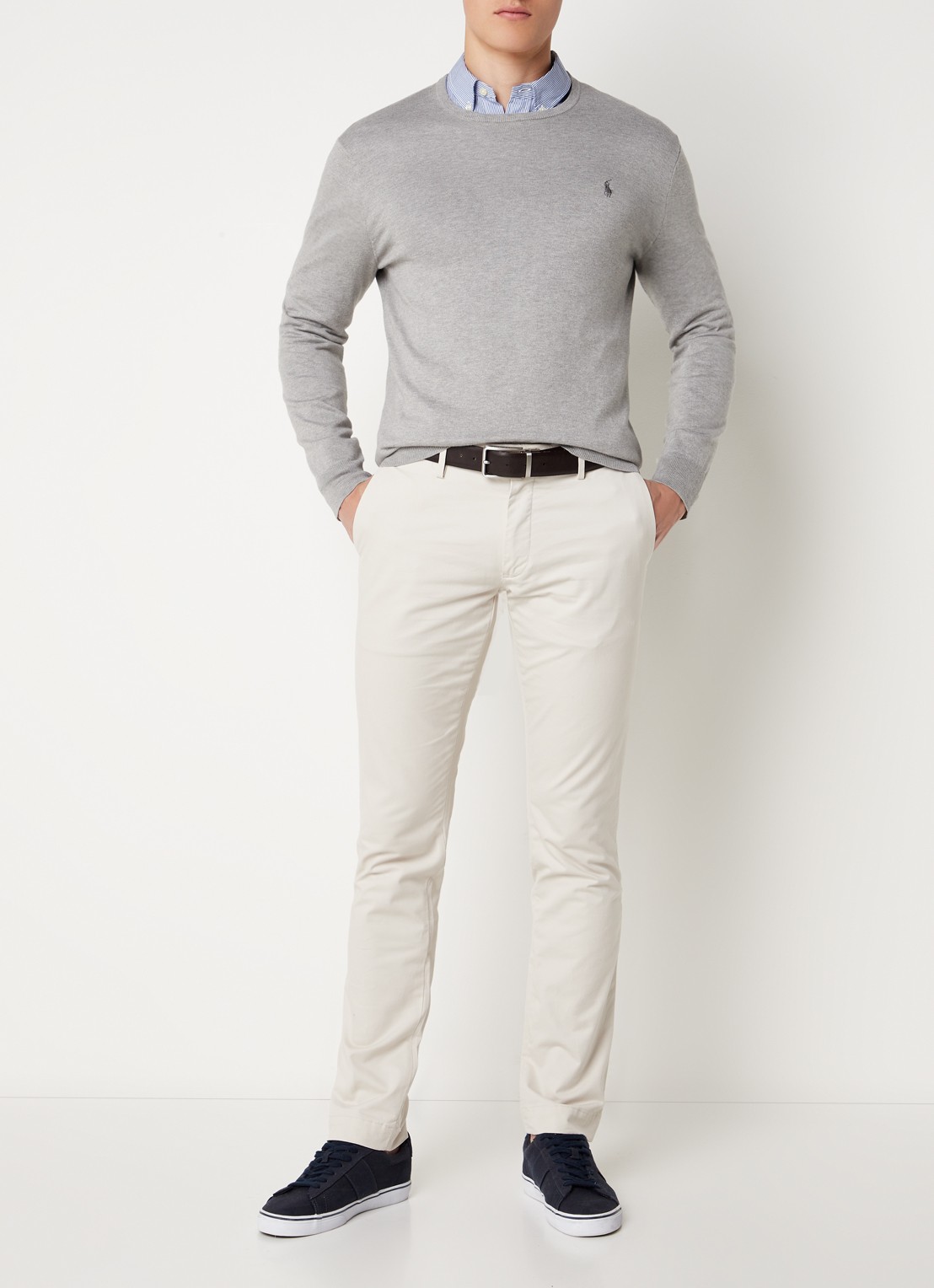 Ralph Lauren Slim fit chino met stretch - voorkant 5 soft grey