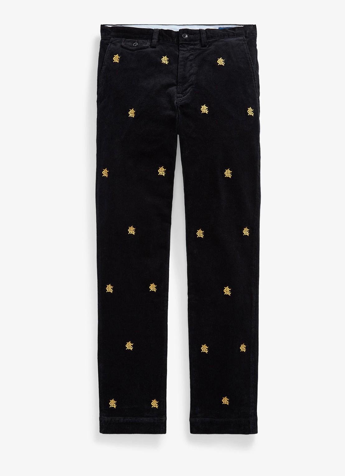 Ralph Lauren Slim fit chino van corduroy met logoborduring - voorkant polo black w/crest aoe-zx30 / zwart