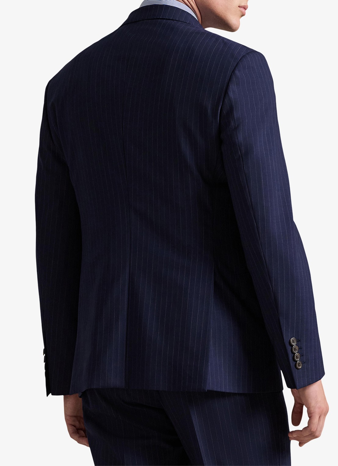 Ralph Lauren Slim fit colbert in wolblend met krijtstreep - achterkant 5 bright navy/grey-40ku