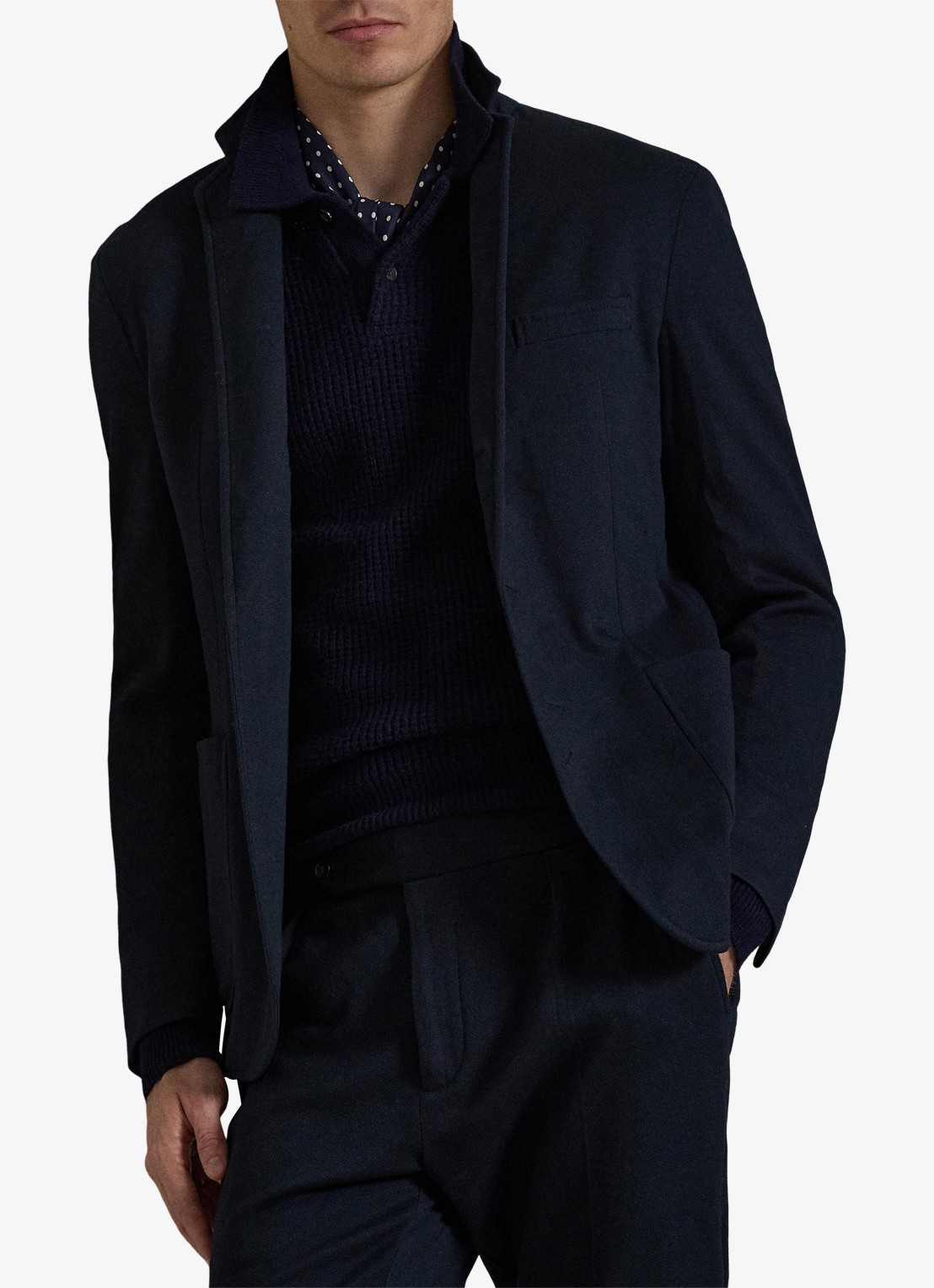 Ralph Lauren Slim fit colbert met opgestikte zakken - voorkant 3 navy-2wbt / blauw