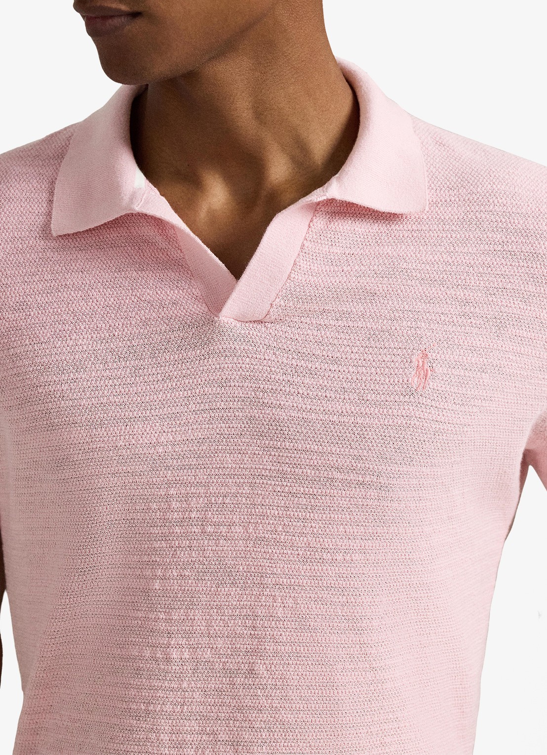 Ralph Lauren Slim fit fijngebreide polo in linnenblend - detail 5 carmel pink/deckwash white-4532