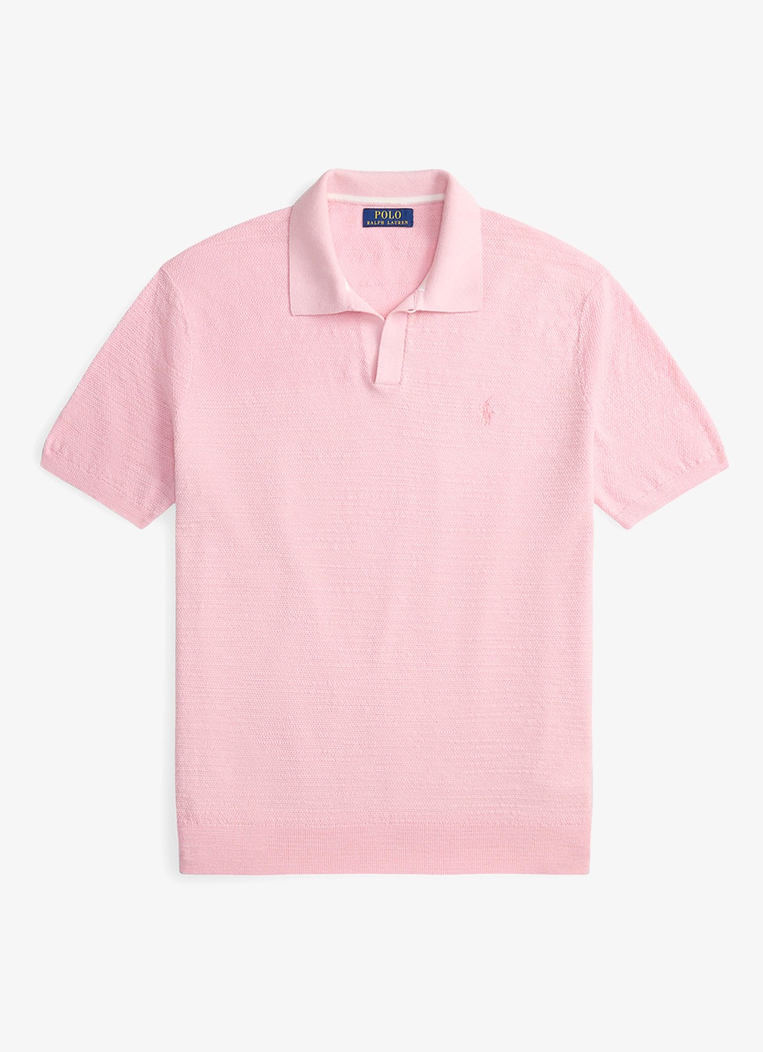 Ralph Lauren Slim fit fijngebreide polo in linnenblend - voorkant 2 carmel pink/deckwash white-4532