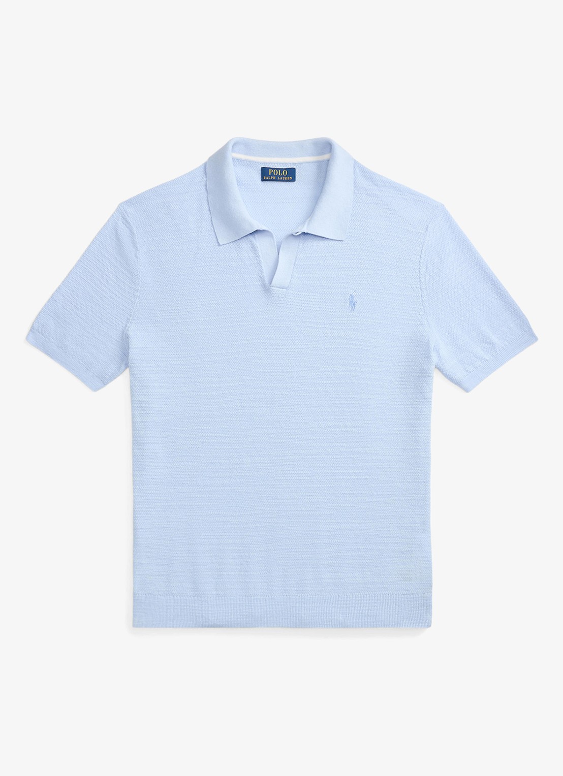 Ralph Lauren Slim fit fijngebreide polo in linnenblend - voorkant 4 office blue/deckwash white-3rvv