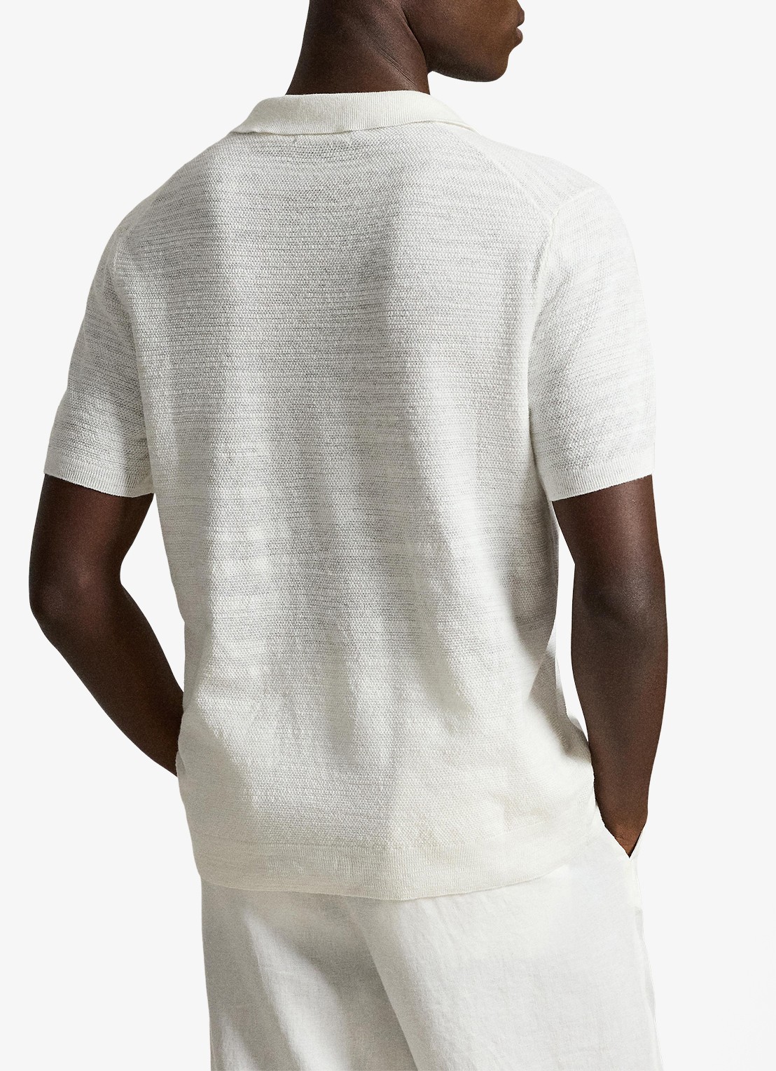 Ralph Lauren Slim fit fijngebreide polo in linnenblend - achterkant undefined