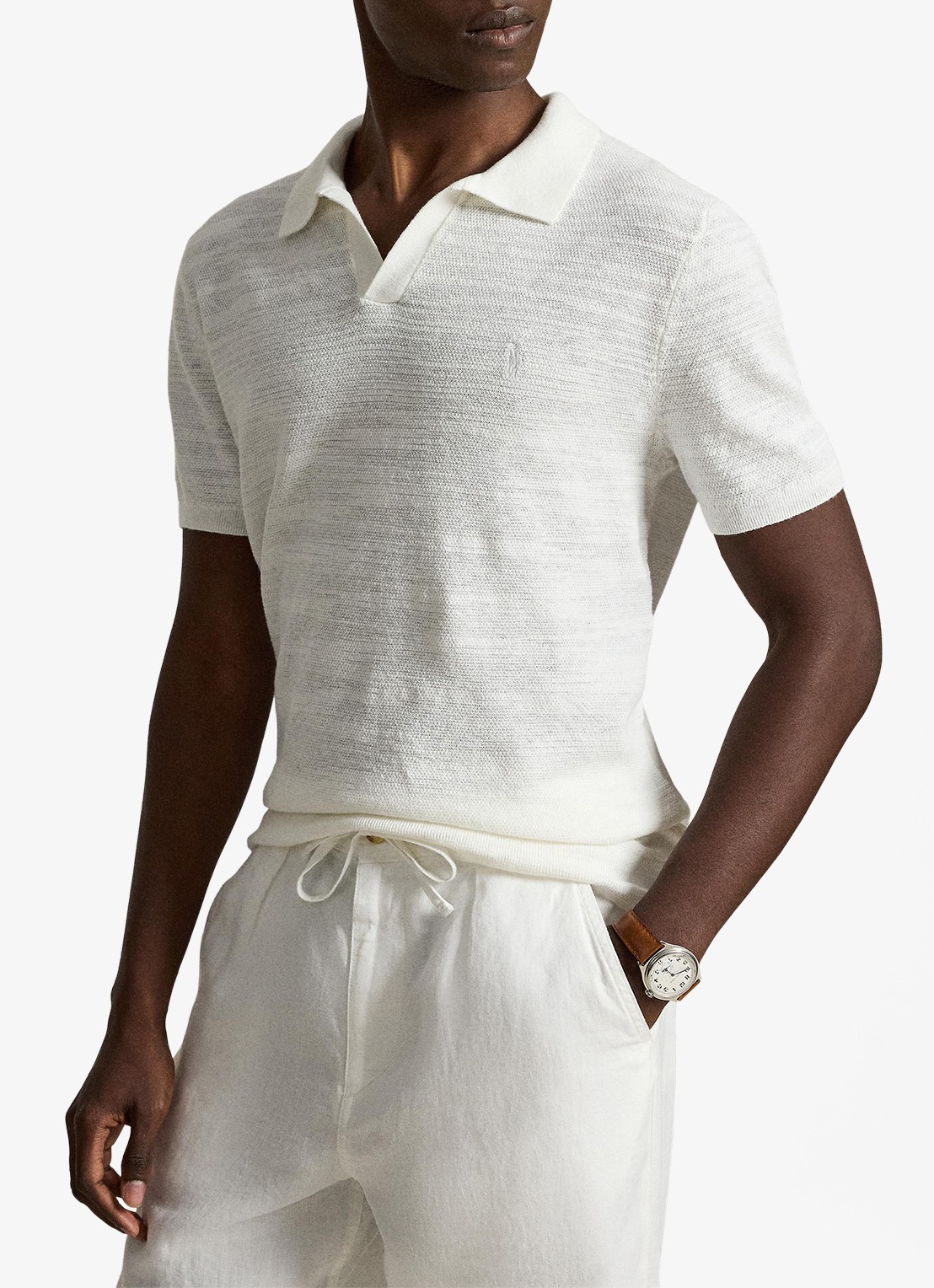 Ralph Lauren Slim fit fijngebreide polo in linnenblend - voorkant 5 undefined