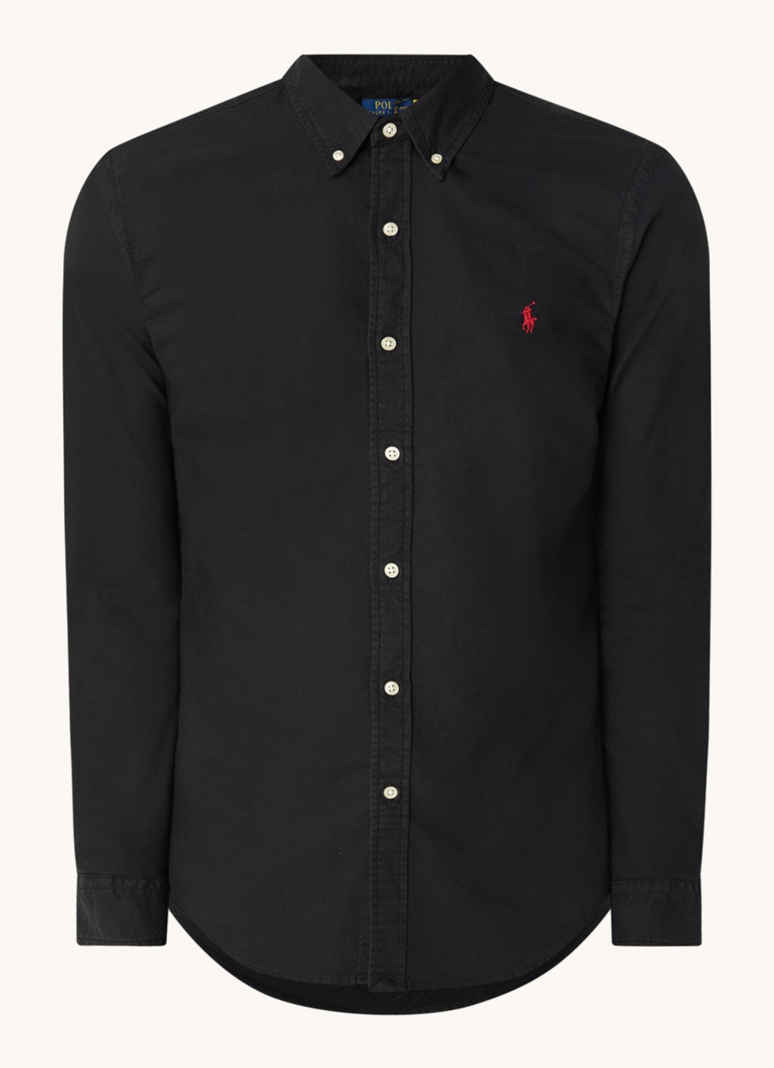 Ralph Lauren Slim fit garment-dyed Oxford overhemd - voorkant polo black