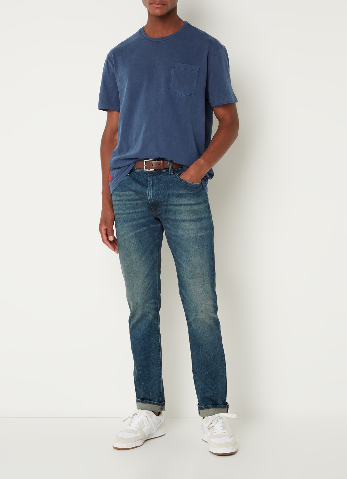 Ralph Lauren Slim fit jeans met medium wassing - voorkant 2 myers v3 / indigo