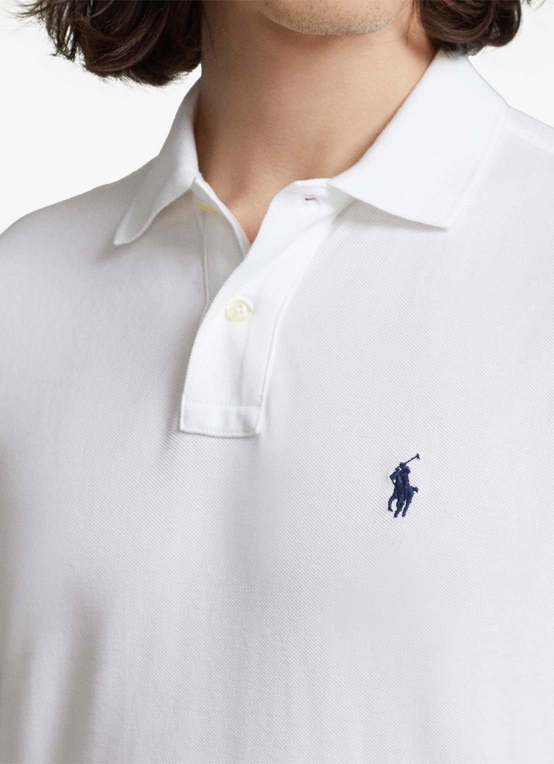 Ralph Lauren Slim fit mesh Polo-shirt met lange mouw - detail 4 white / wit