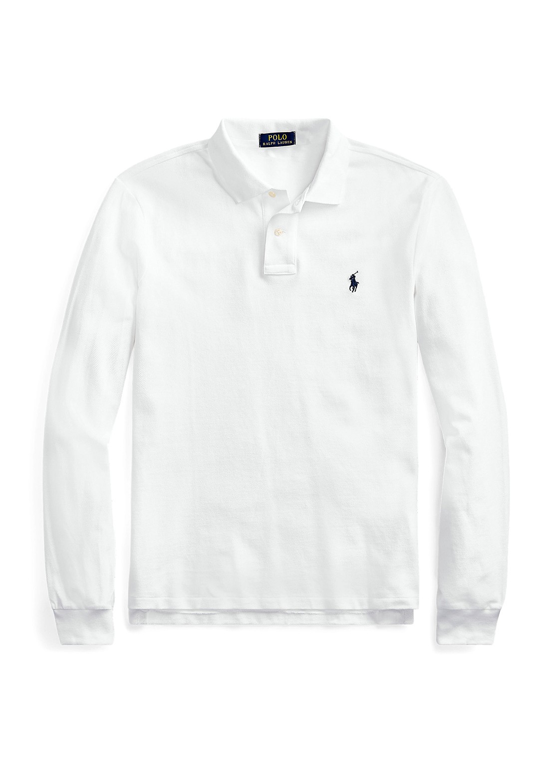 Ralph Lauren Slim fit mesh Polo-shirt met lange mouw - voorkant white / wit