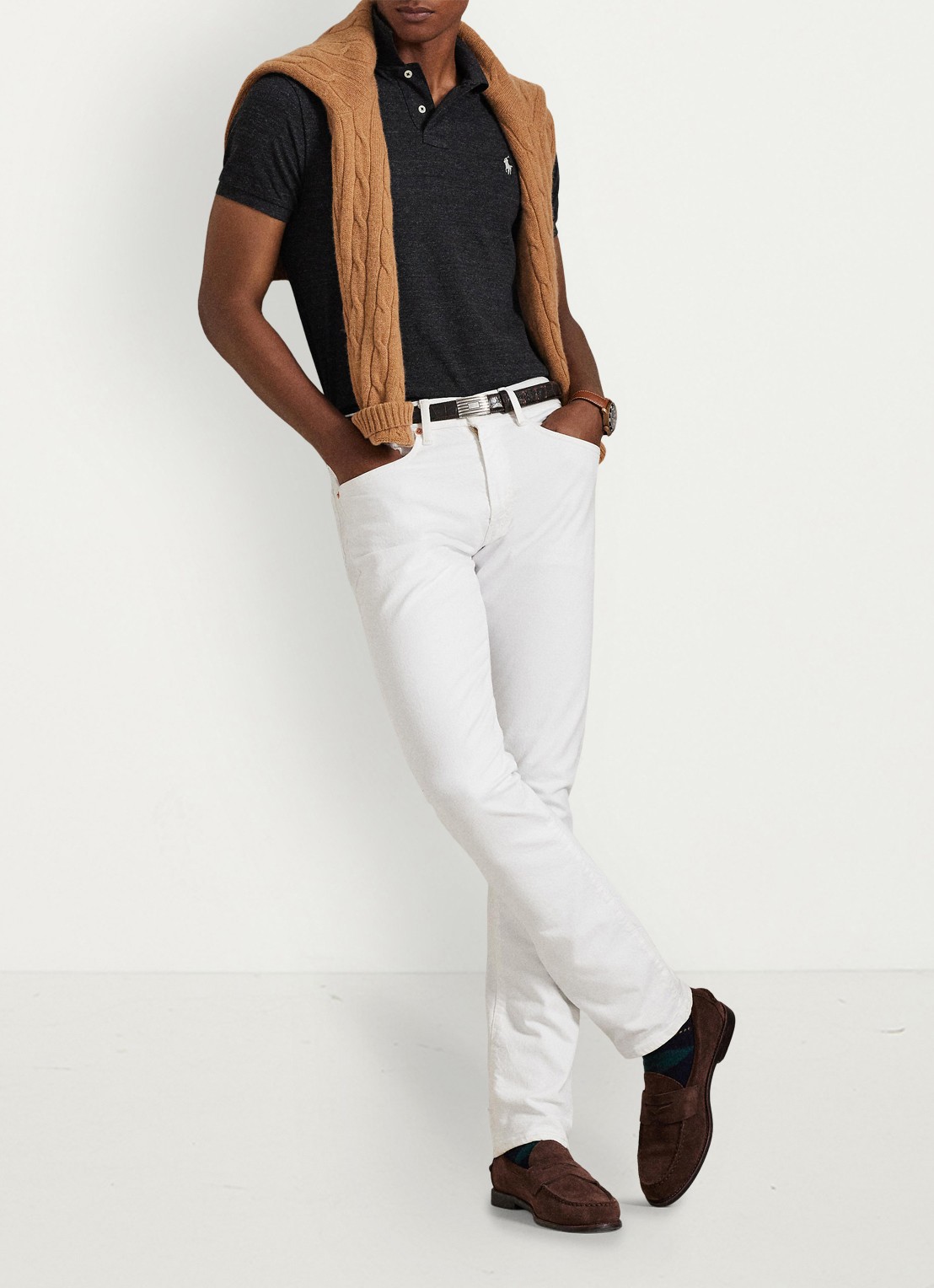 Ralph Lauren Slim fit mesh Polo-shirt - detail 9 black marl heather