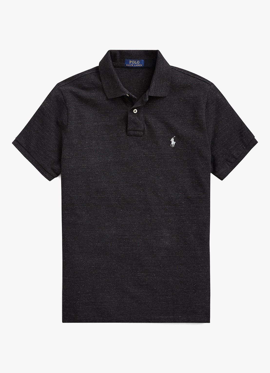 Ralph Lauren Slim fit mesh Polo-shirt - voorkant 5 black marl heather
