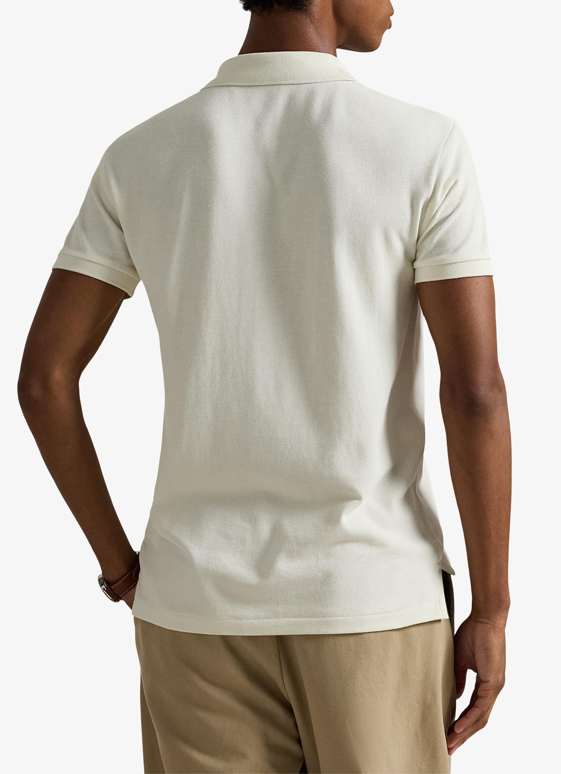 Ralph Lauren Slim fit mesh Polo-shirt - achterkant parchment cream/c8634-3zob