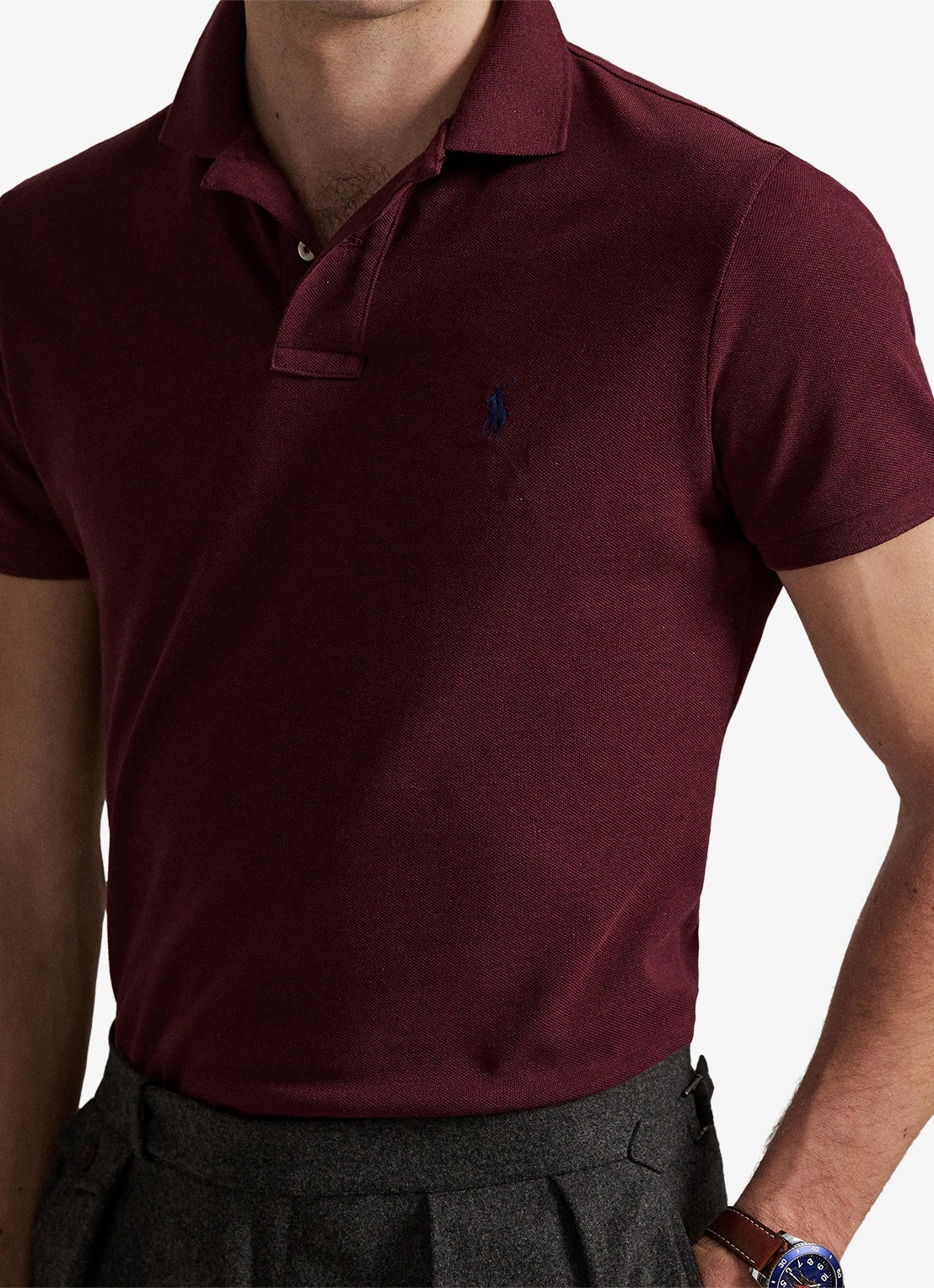 Ralph Lauren Slim fit mesh Polo-shirt - detail 5 spring wine heather/c7996-3t06