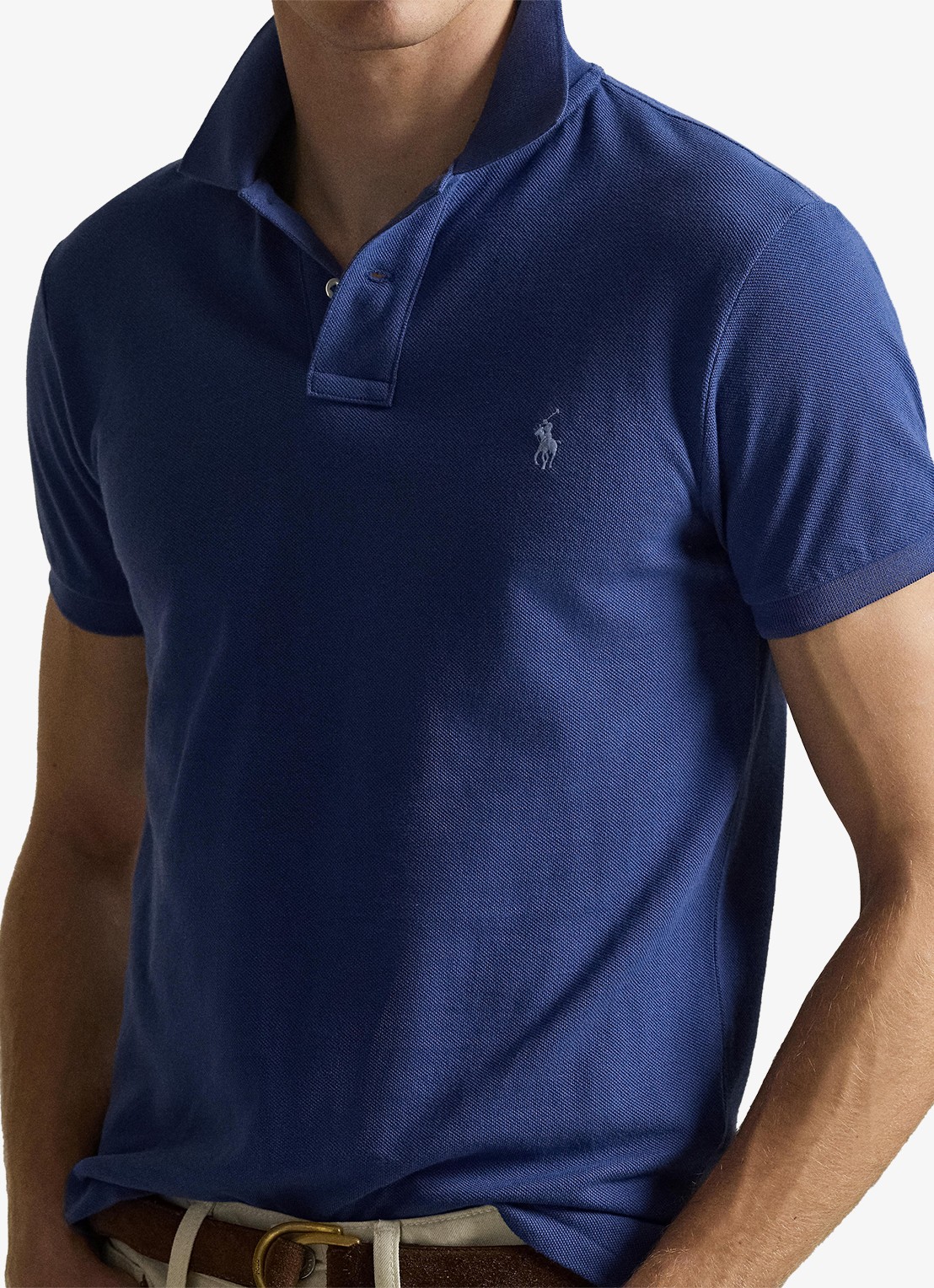 Ralph Lauren Slim fit mesh Polo-shirt - detail 5 old royal / royalblauw