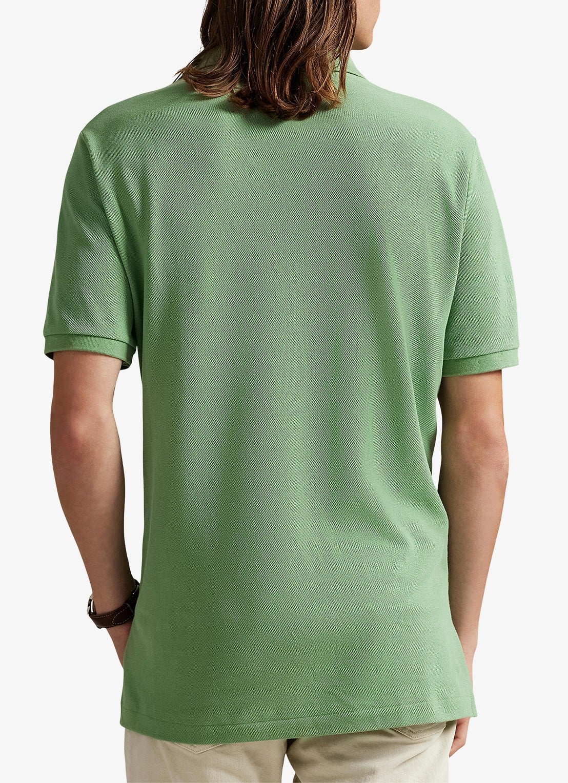 Ralph Lauren Slim fit mesh Polo-shirt - achterkant 3 outback green / groen