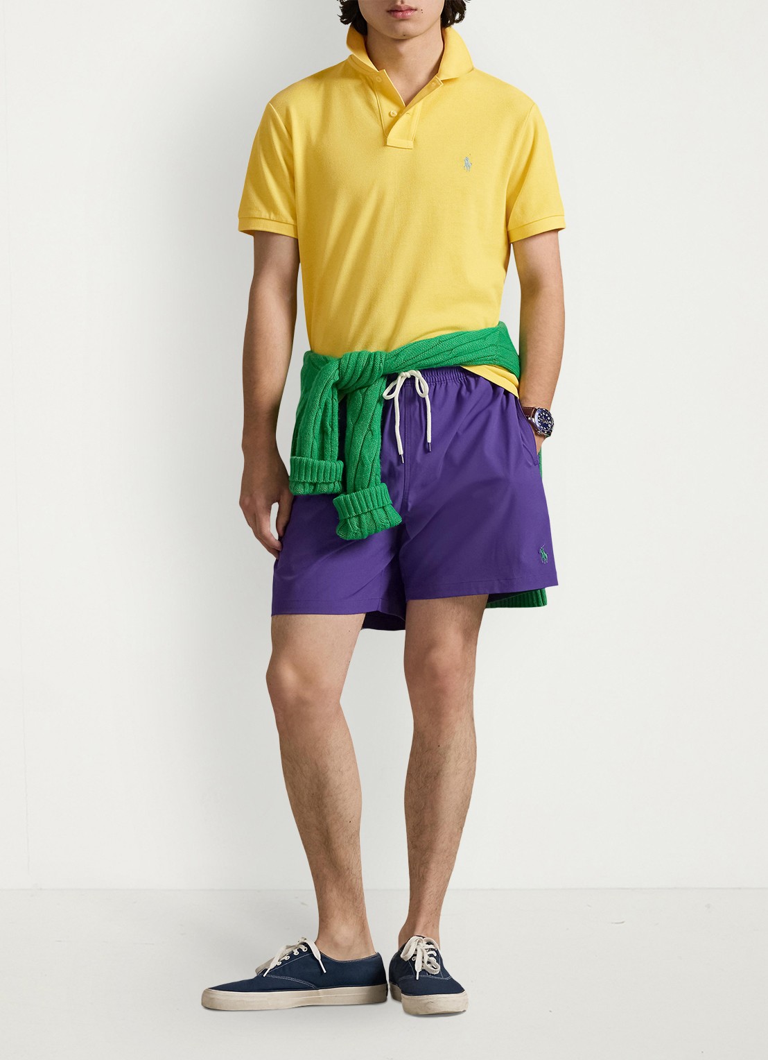 Ralph Lauren Slim fit mesh Polo-shirt - voorkant 5 sunfish yellow/c7109-zxvx
