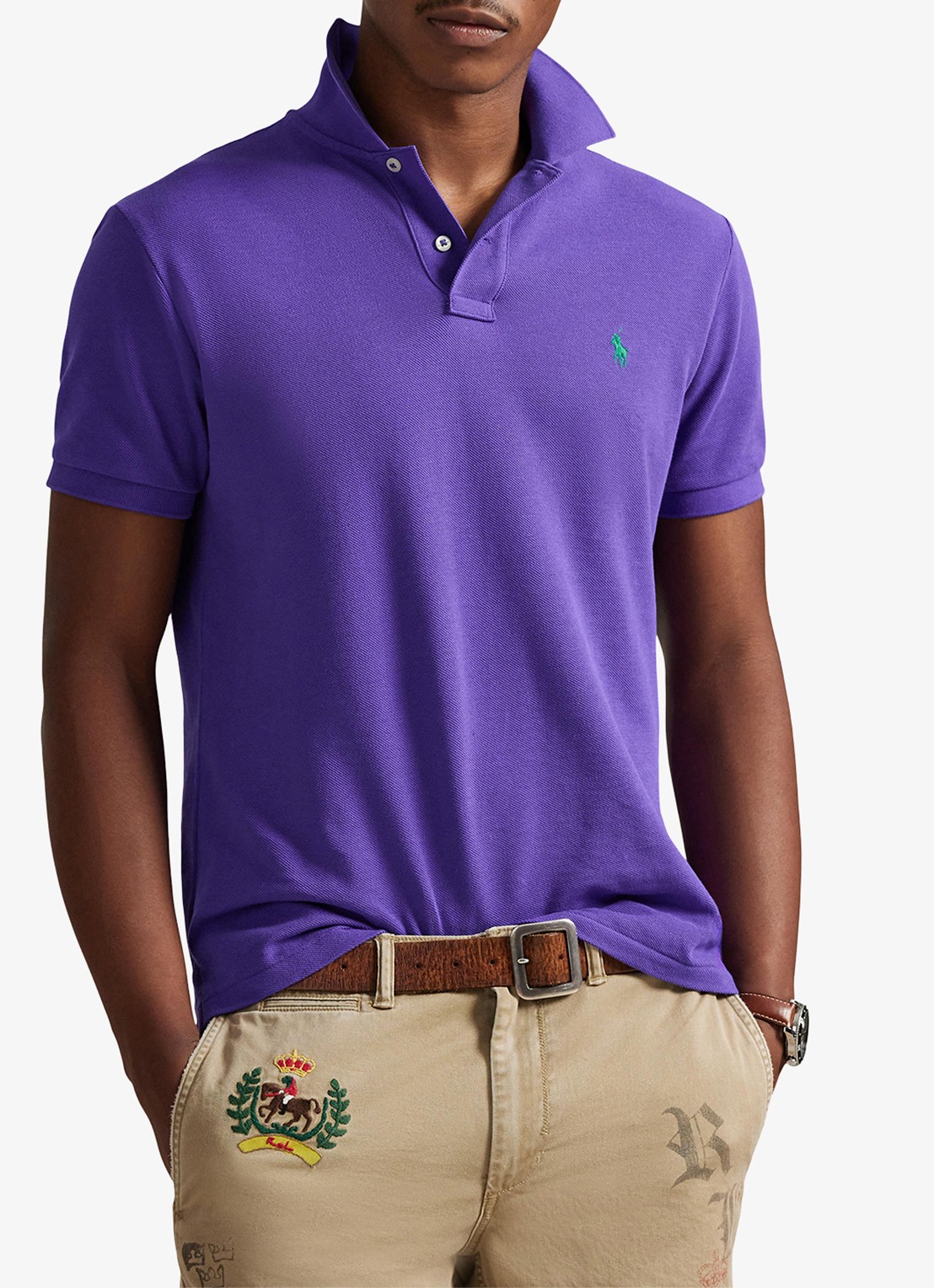 Ralph Lauren Slim fit mesh Polo-shirt - detail 4 cabana purple/c5223-zywt