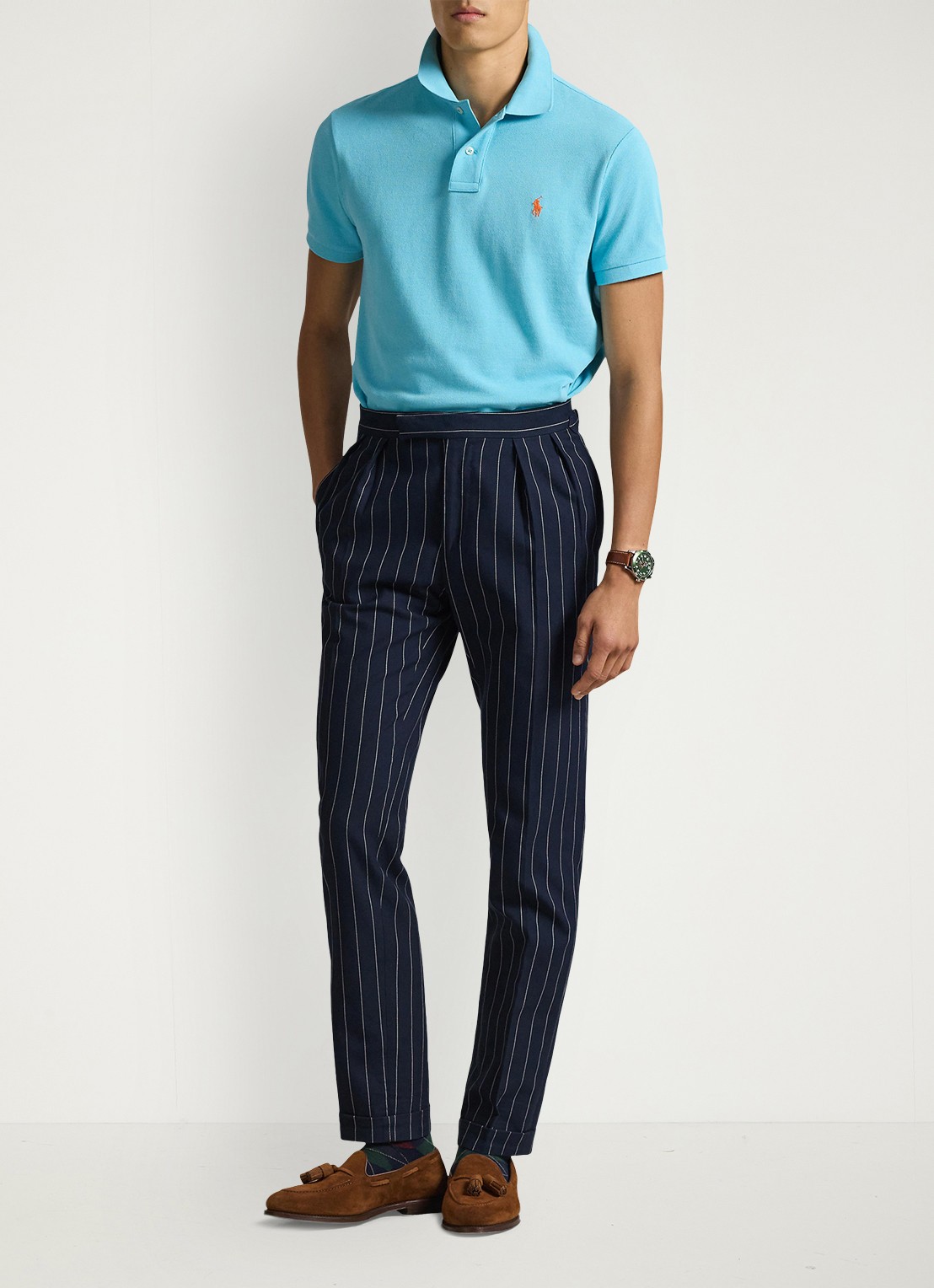 Ralph Lauren Slim fit mesh Polo-shirt - voorkant 3 perfect turquoise/c2240-zyv8