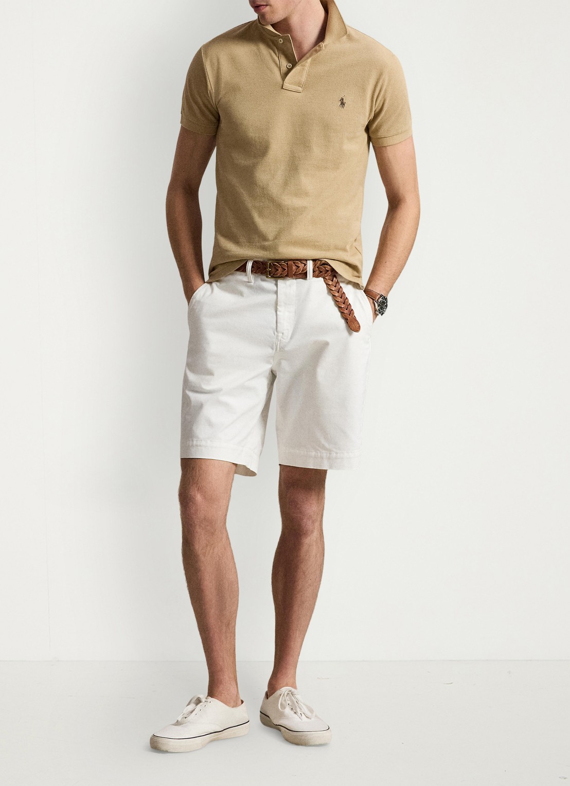 Ralph Lauren Slim fit mesh Polo-shirt - detail vintage khaki / khaki