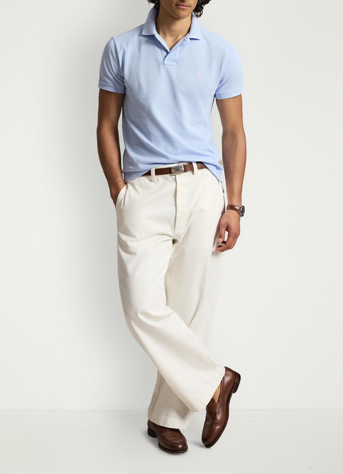 Ralph Lauren Slim fit mesh Polo-shirt - detail 4 pebble blue/c3115-zy11