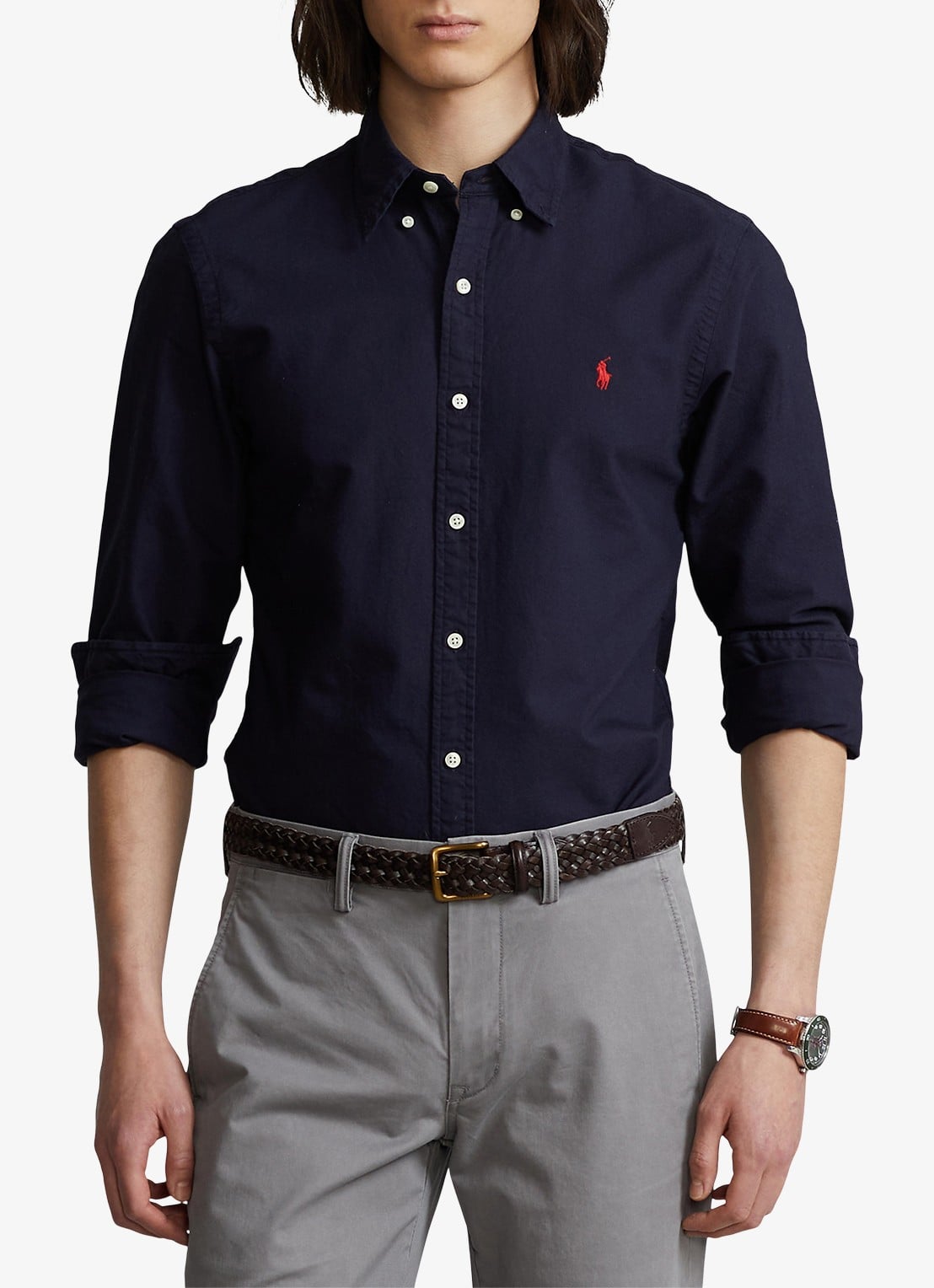 Ralph Lauren Slim fit overhemd met button down-kraag - detail 4 rl navy / donkerblauw