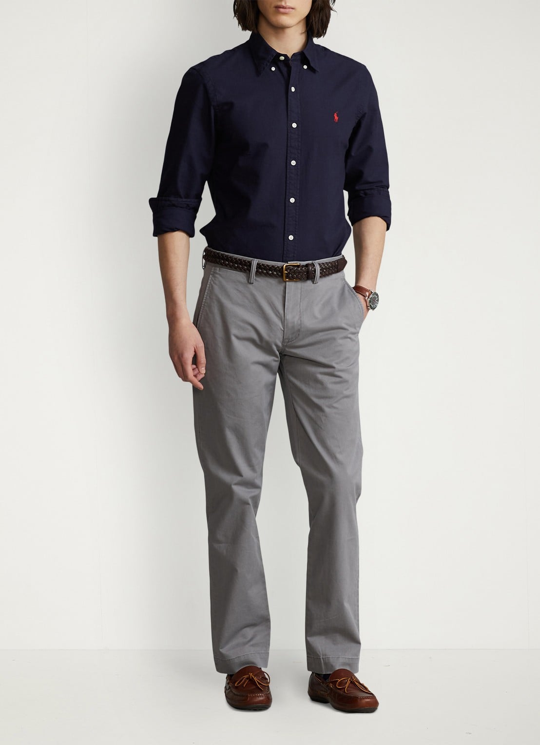 Ralph Lauren Slim fit overhemd met button down-kraag - voorkant 3 rl navy / donkerblauw