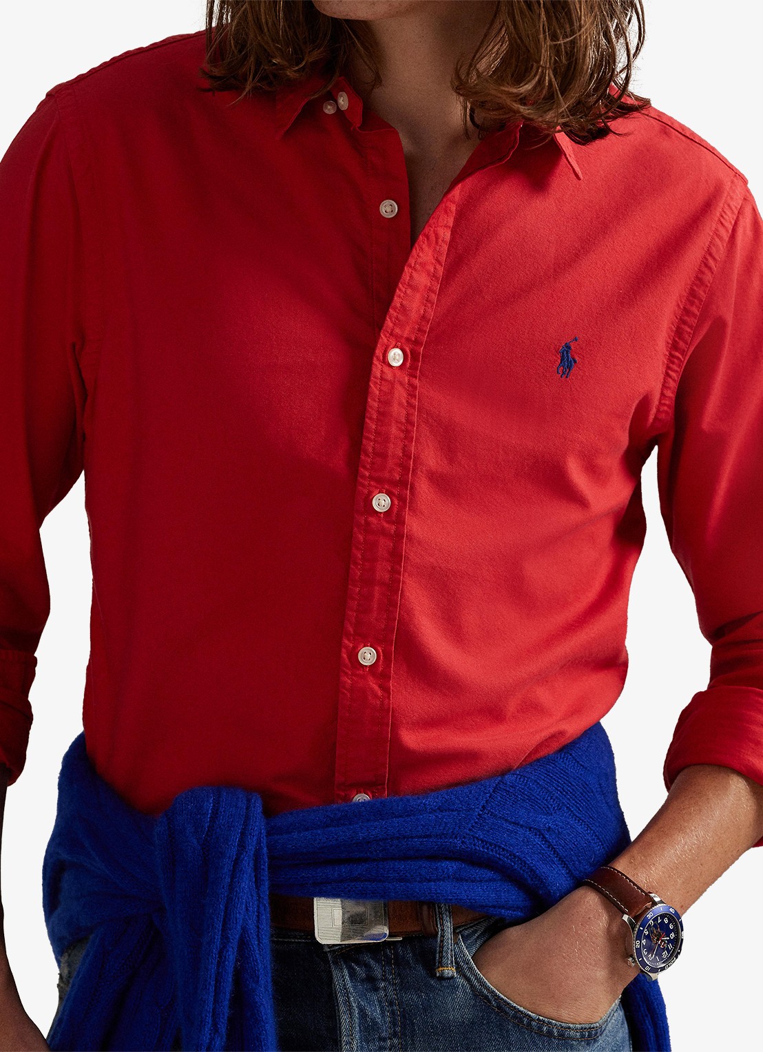 Ralph Lauren Slim fit overhemd met button down-kraag - detail 2 new brick / rood