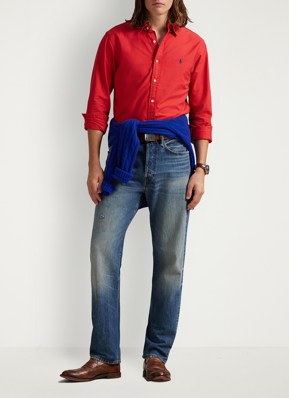 Ralph Lauren Slim fit overhemd met button down-kraag - voorkant 5 new brick / rood