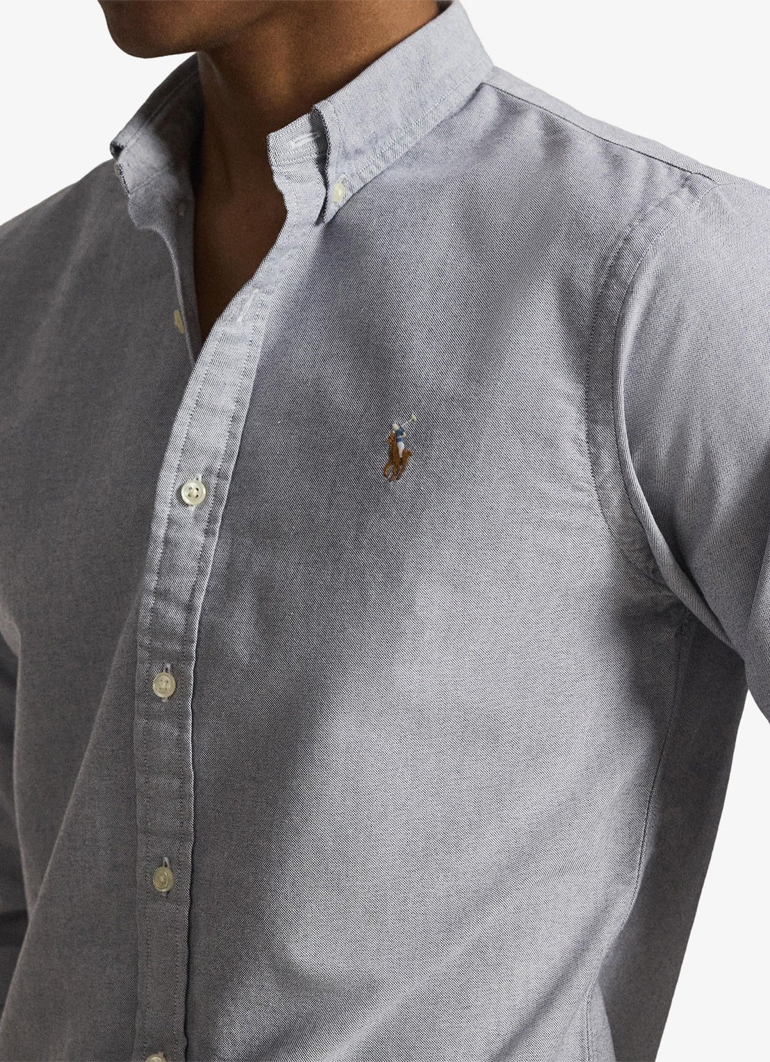 Ralph Lauren Slim fit overhemd met button down kraag - detail 5 donkerblauw