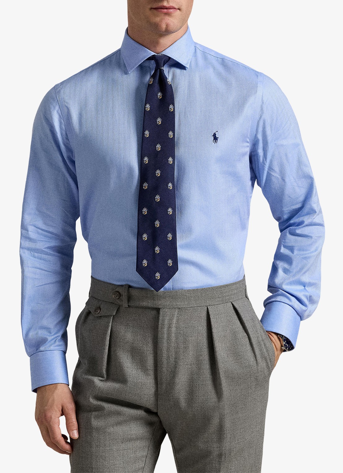 Ralph Lauren Slim fit overhemd met logo - voorkant 2 5499a blue / blauw