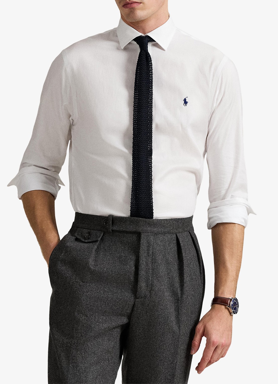 Ralph Lauren Slim fit overhemd met logo - voorkant 2 5499d white / wit
