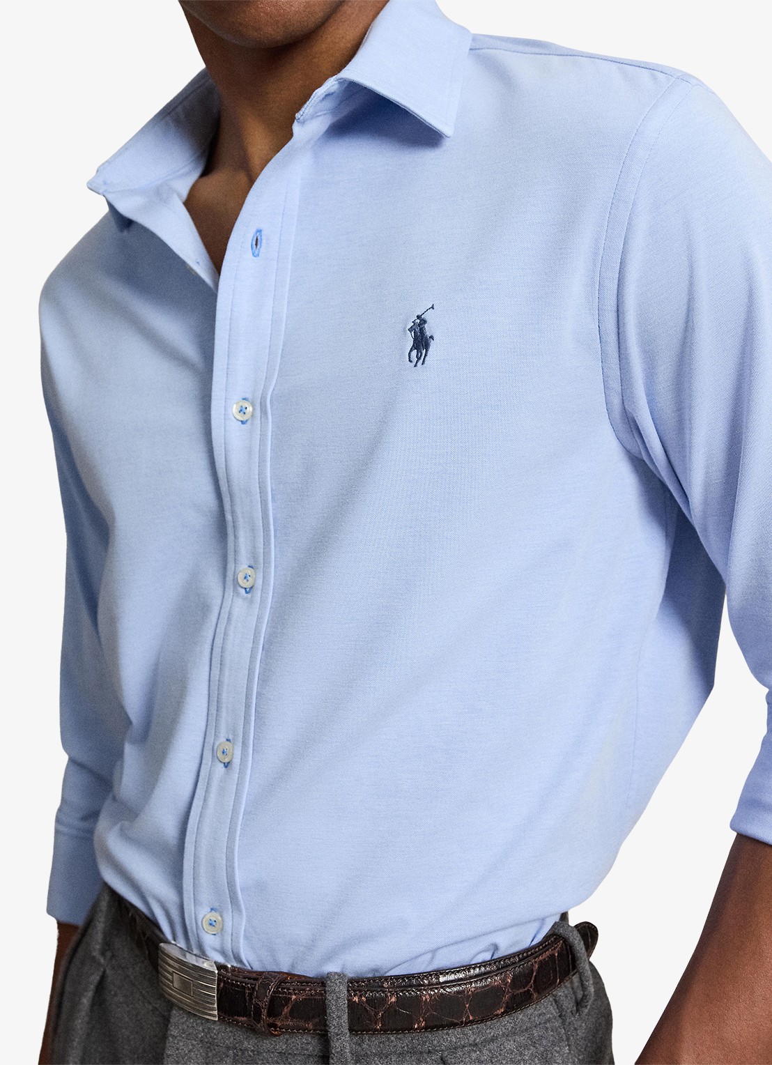 Ralph Lauren Slim fit overhemd met logo - detail 2 summer blue/white-3zm5