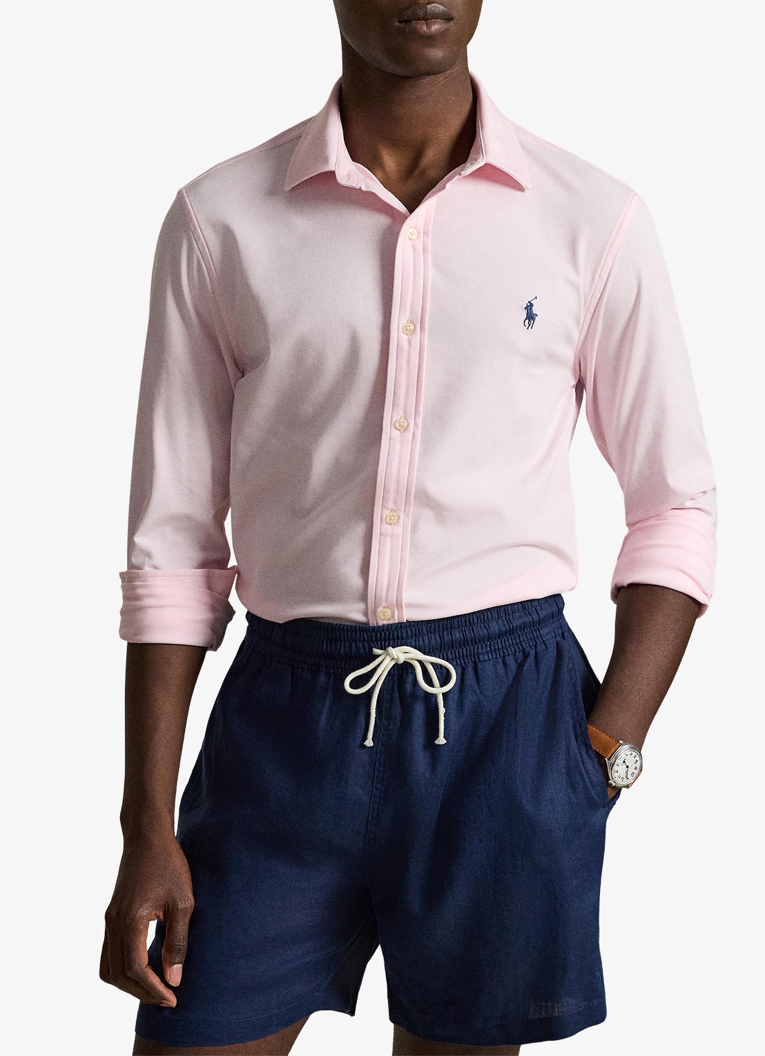 Ralph Lauren Slim fit overhemd met logo - voorkant 5 carmel pink/white-2wqf