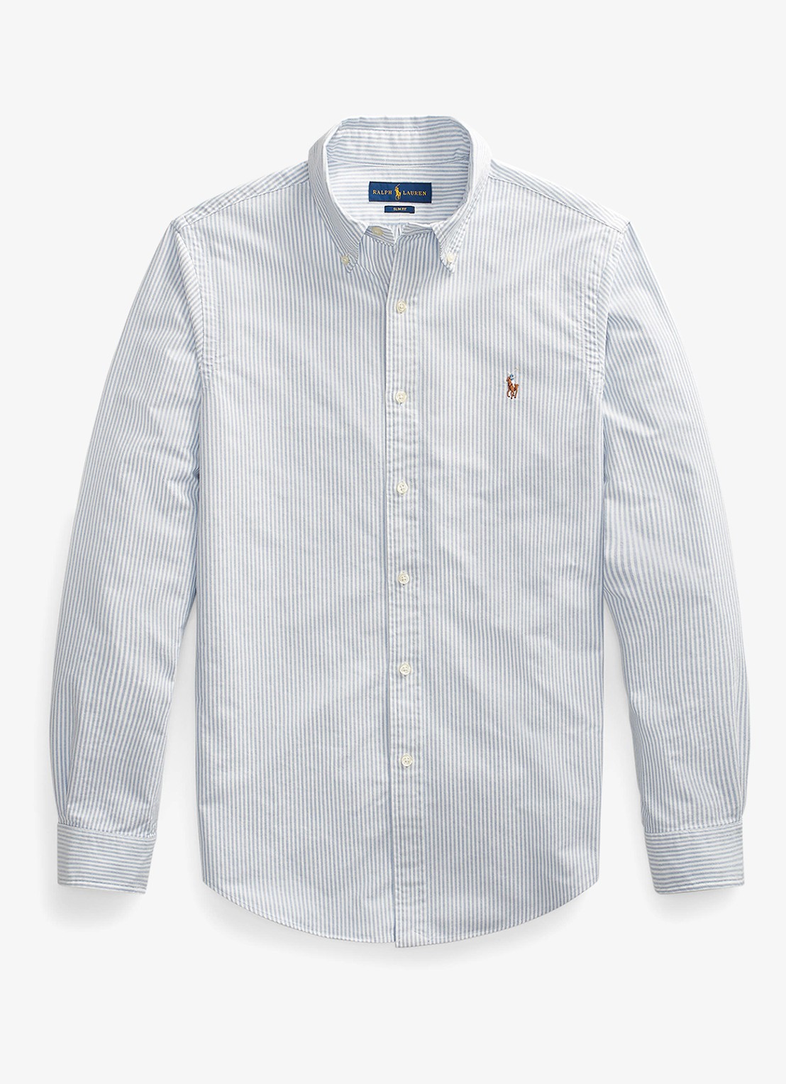 Ralph Lauren Slim fit overhemd met logoborduring - voorkant bsr blue / white - blauw