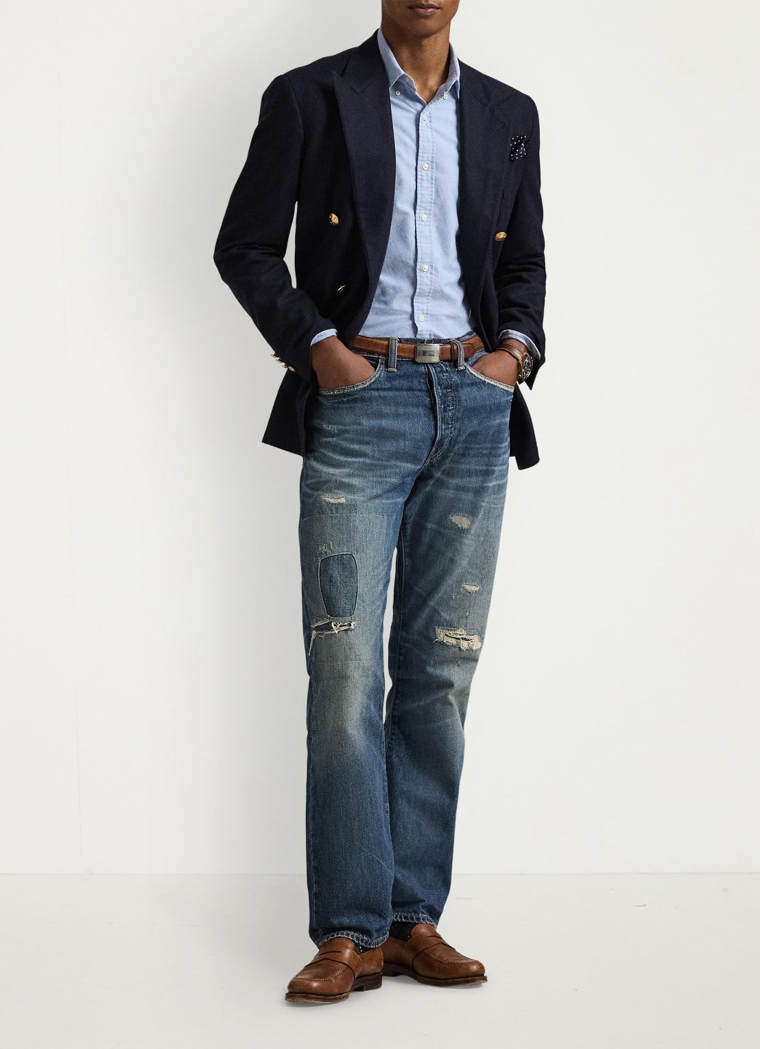 Ralph Lauren Slim fit overhemd met logoborduring - detail 9 bsr blue - lichtblauw