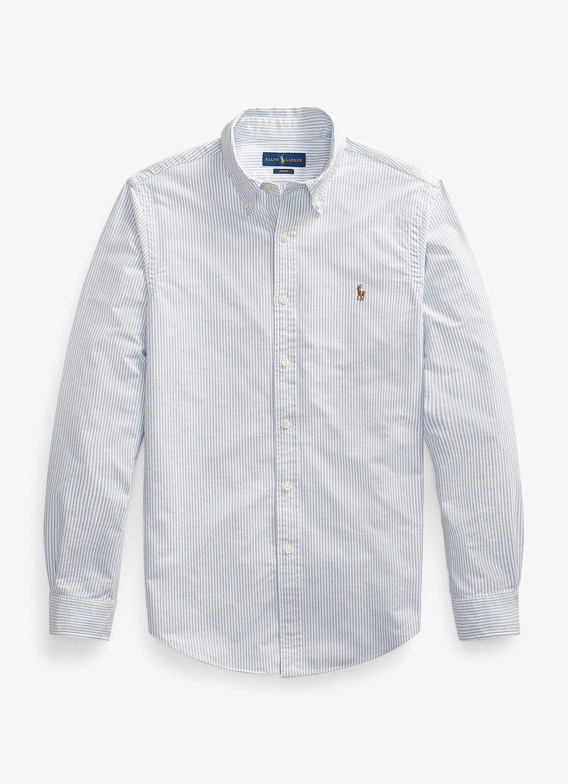 Ralph Lauren Slim fit overhemd met logoborduring - voorkant 2 bsr blue / white - blauw