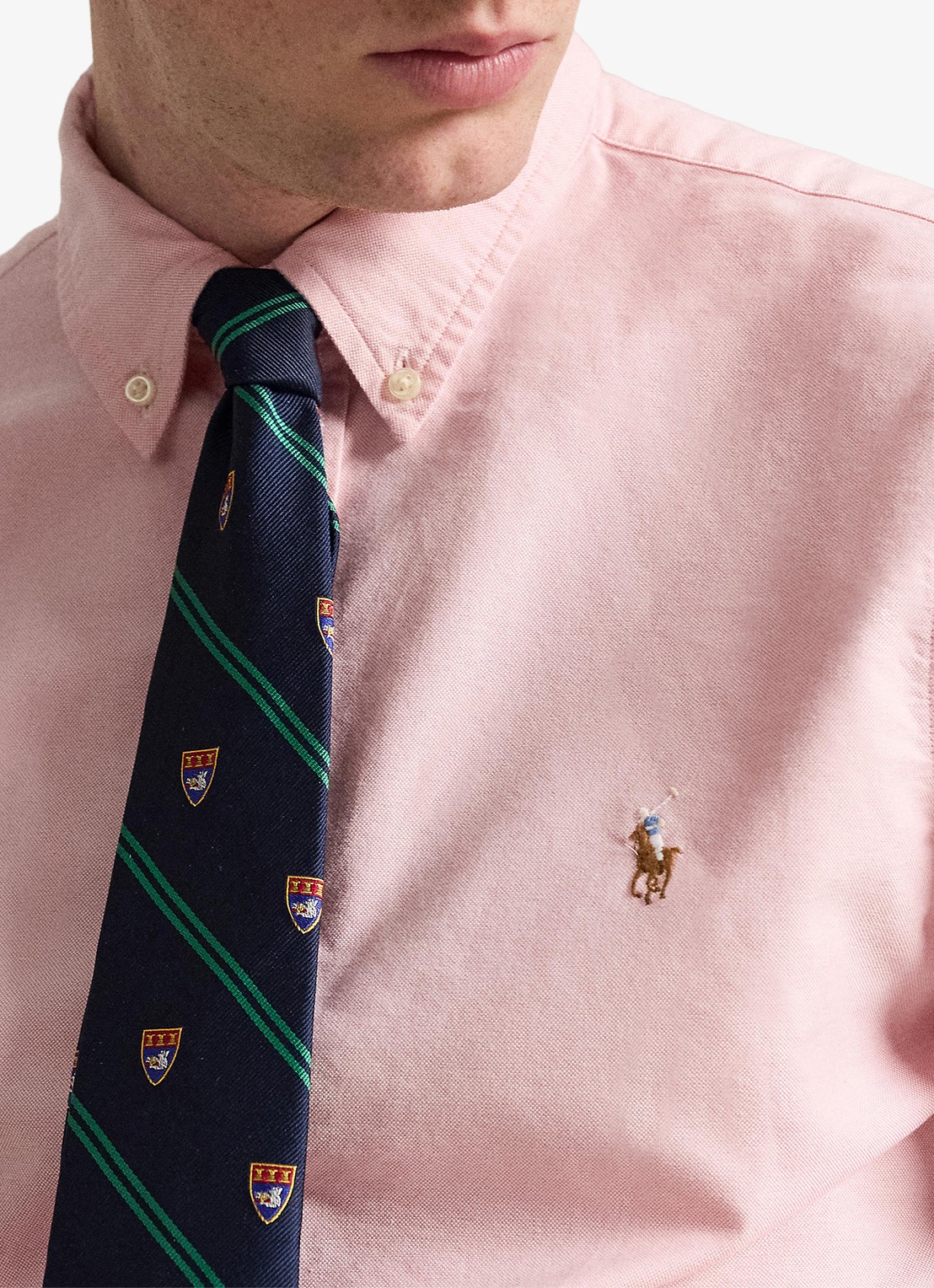 Ralph Lauren Slim fit overhemd met logoborduring - detail 7 bsr pink / roze