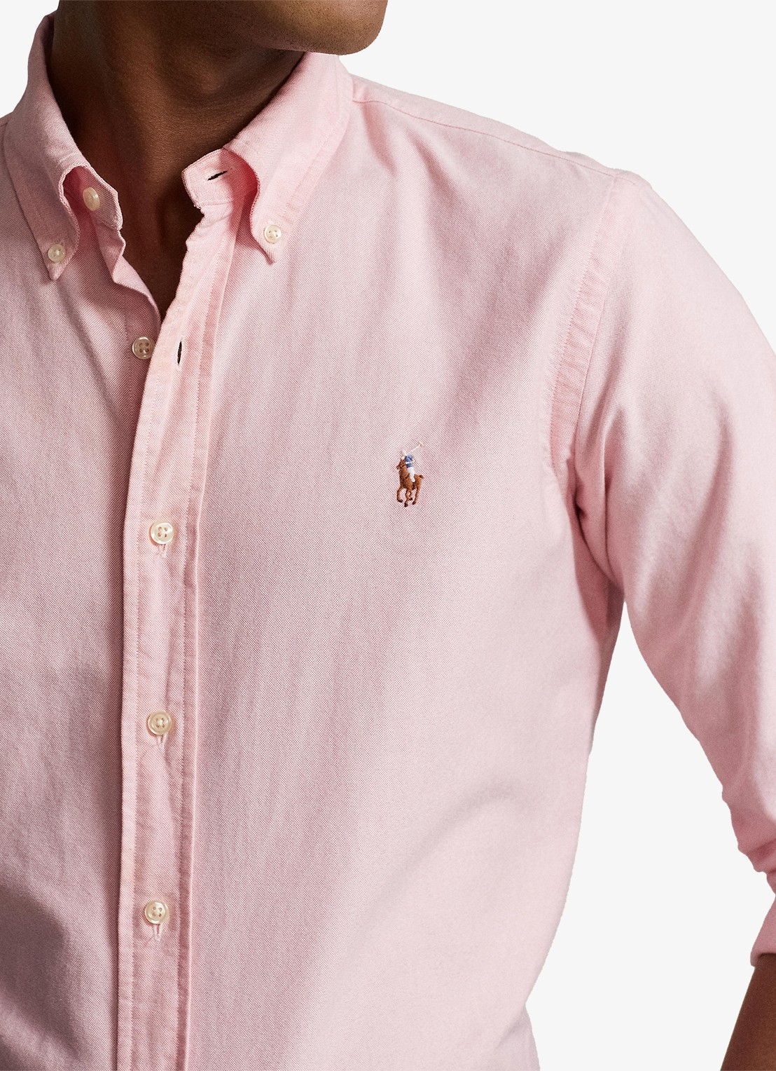 Ralph Lauren Slim fit overhemd met logoborduring - detail 10 bsr pink / roze