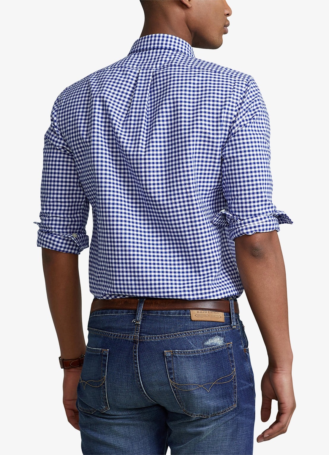 Ralph Lauren Slim fit overhemd met logoborduring - achterkant plaid / dark blue - blauw