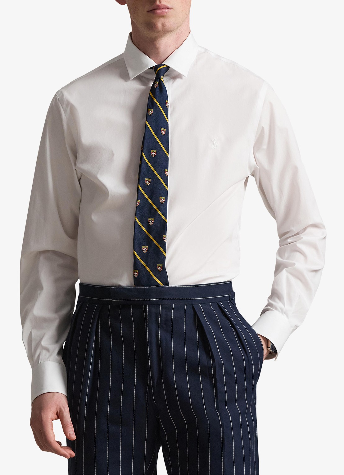 Ralph Lauren Slim fit overhemd met logoborduring - detail white / wit