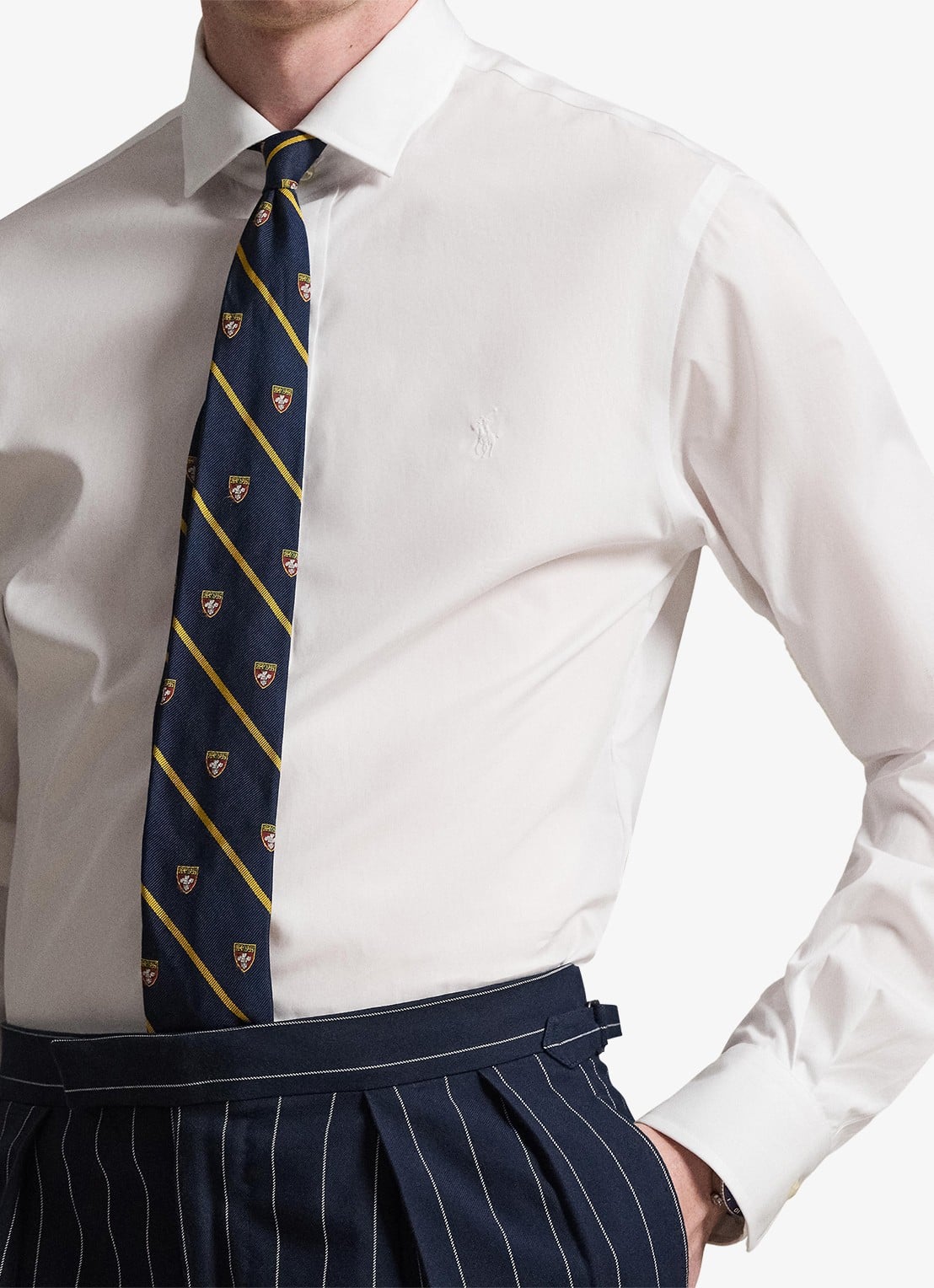 Ralph Lauren Slim fit overhemd met logoborduring - detail 2 white / wit